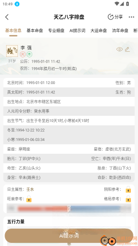天乙八字排盘截图3